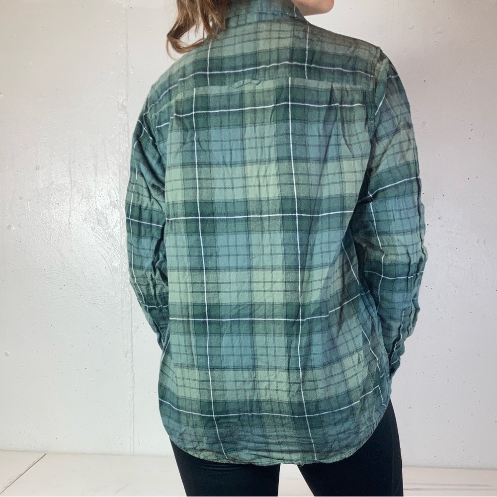 Green Plaid Hurley Button Down Flannel Long Sleeve Shirt - Picture 7 of 10